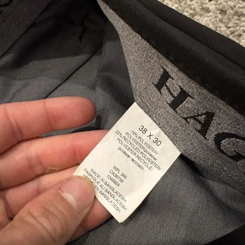 NEW HAGGARD MEN'S SUPER FLEX WAIST BAND GOLF / DRESS PANTS BLACK 38x30 HD70008
